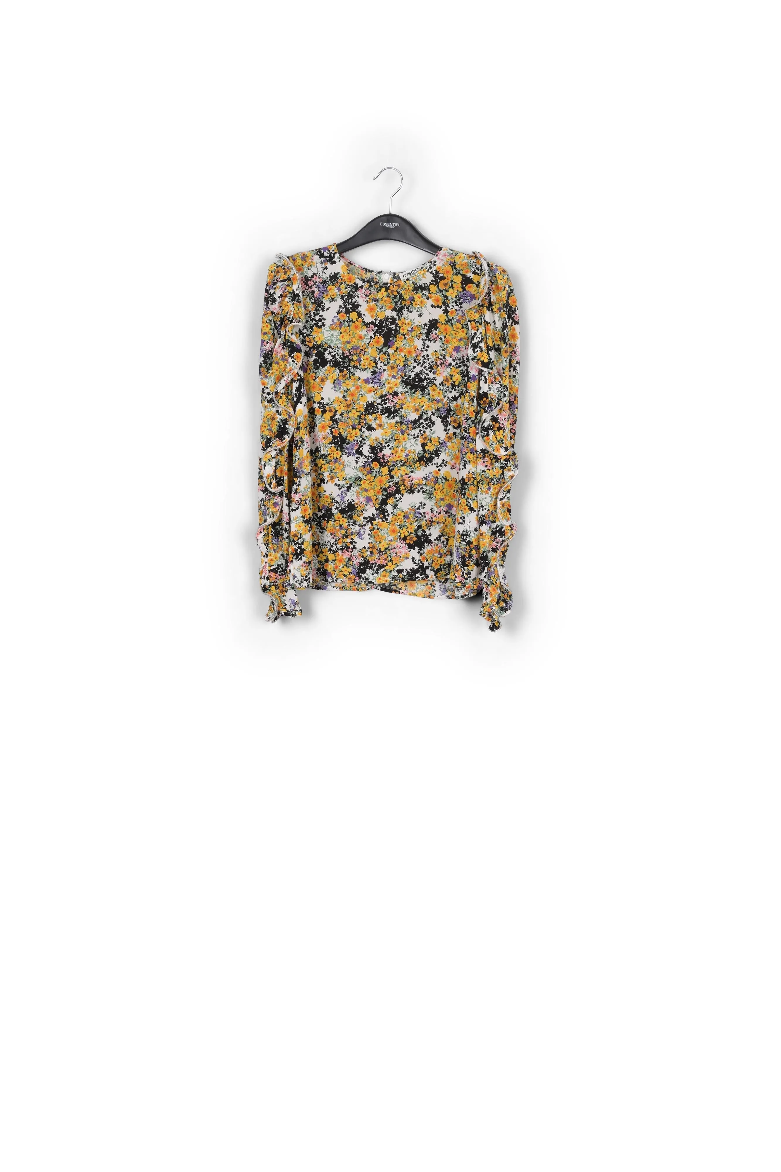Off-white ruffled floral-print top