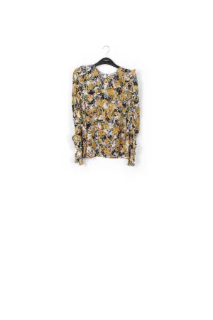 Off-white ruffled floral-print top