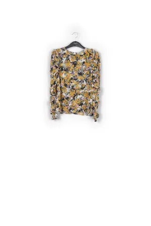 Off-white ruffled floral-print top