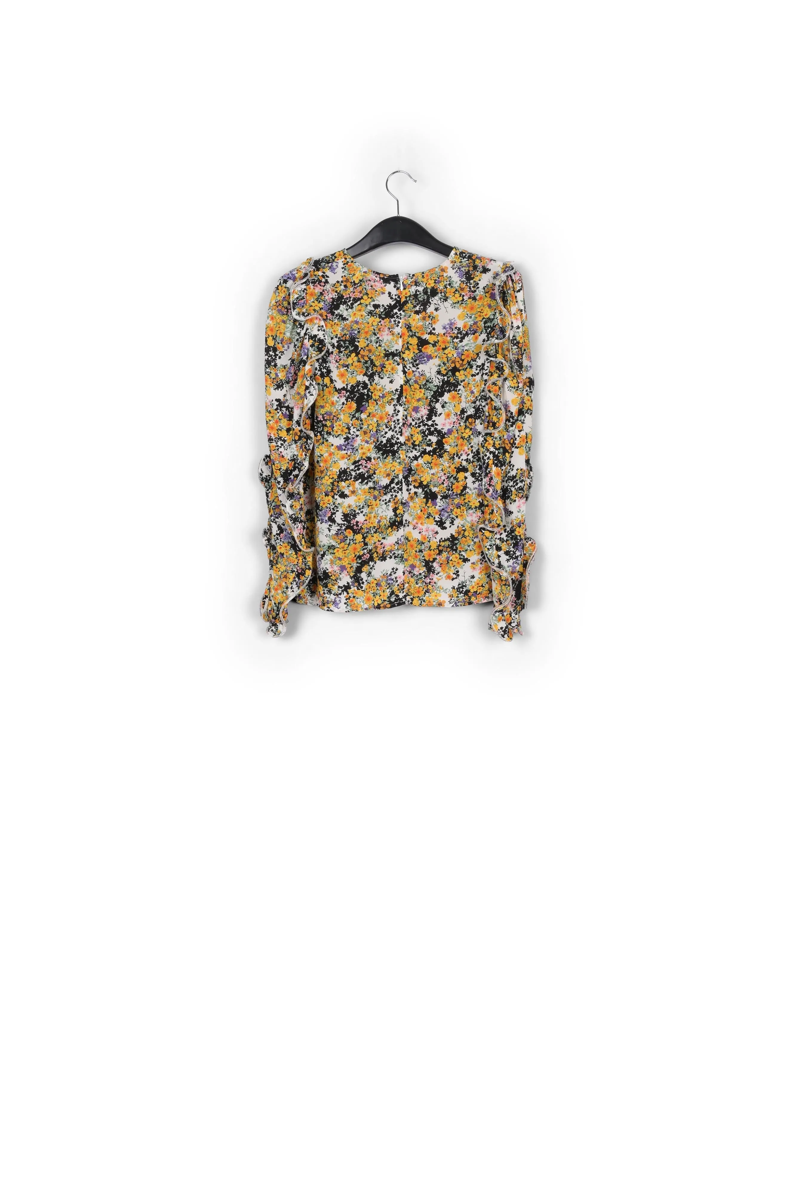 Off-white ruffled floral-print top