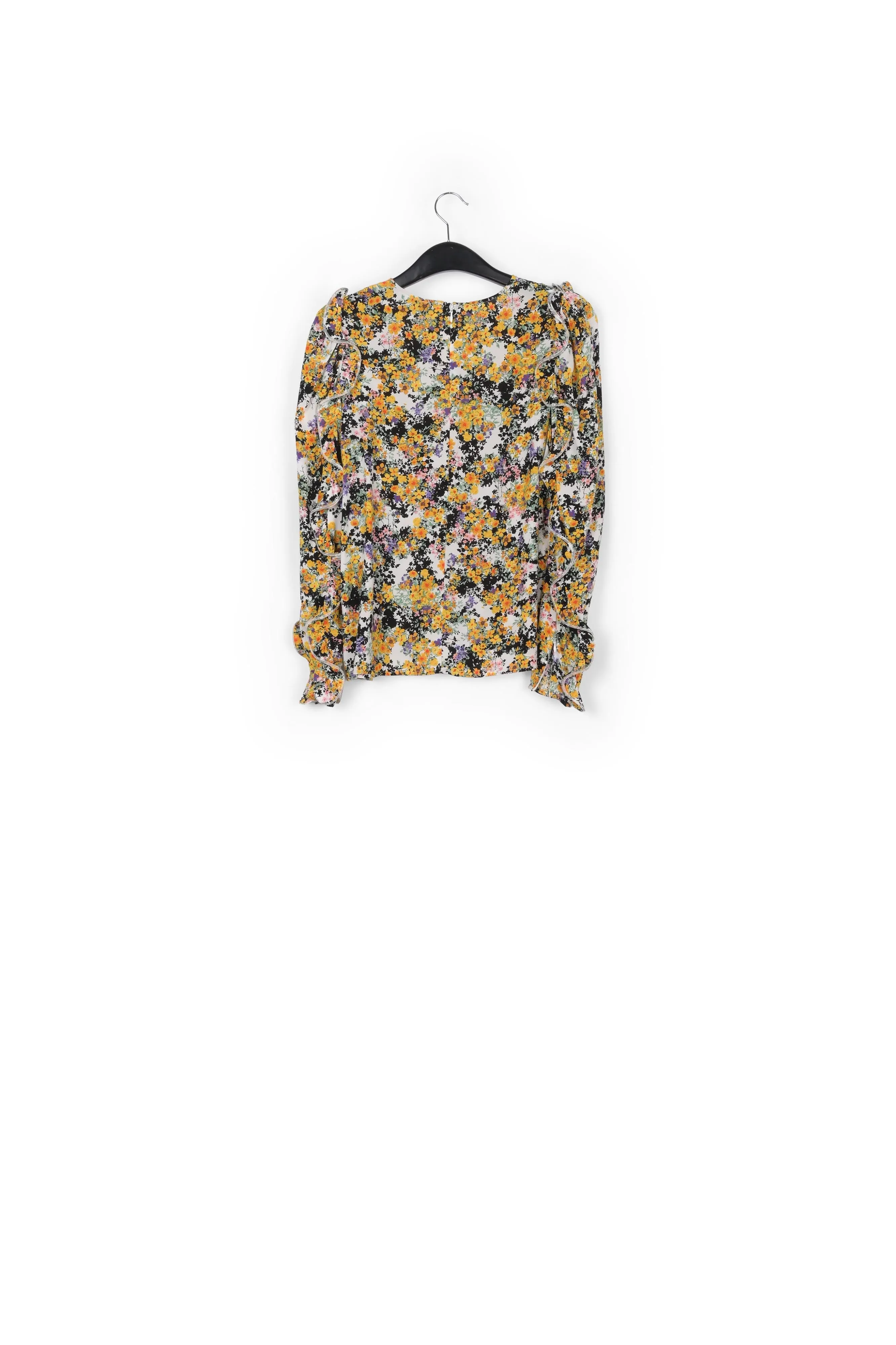 Off-white ruffled floral-print top