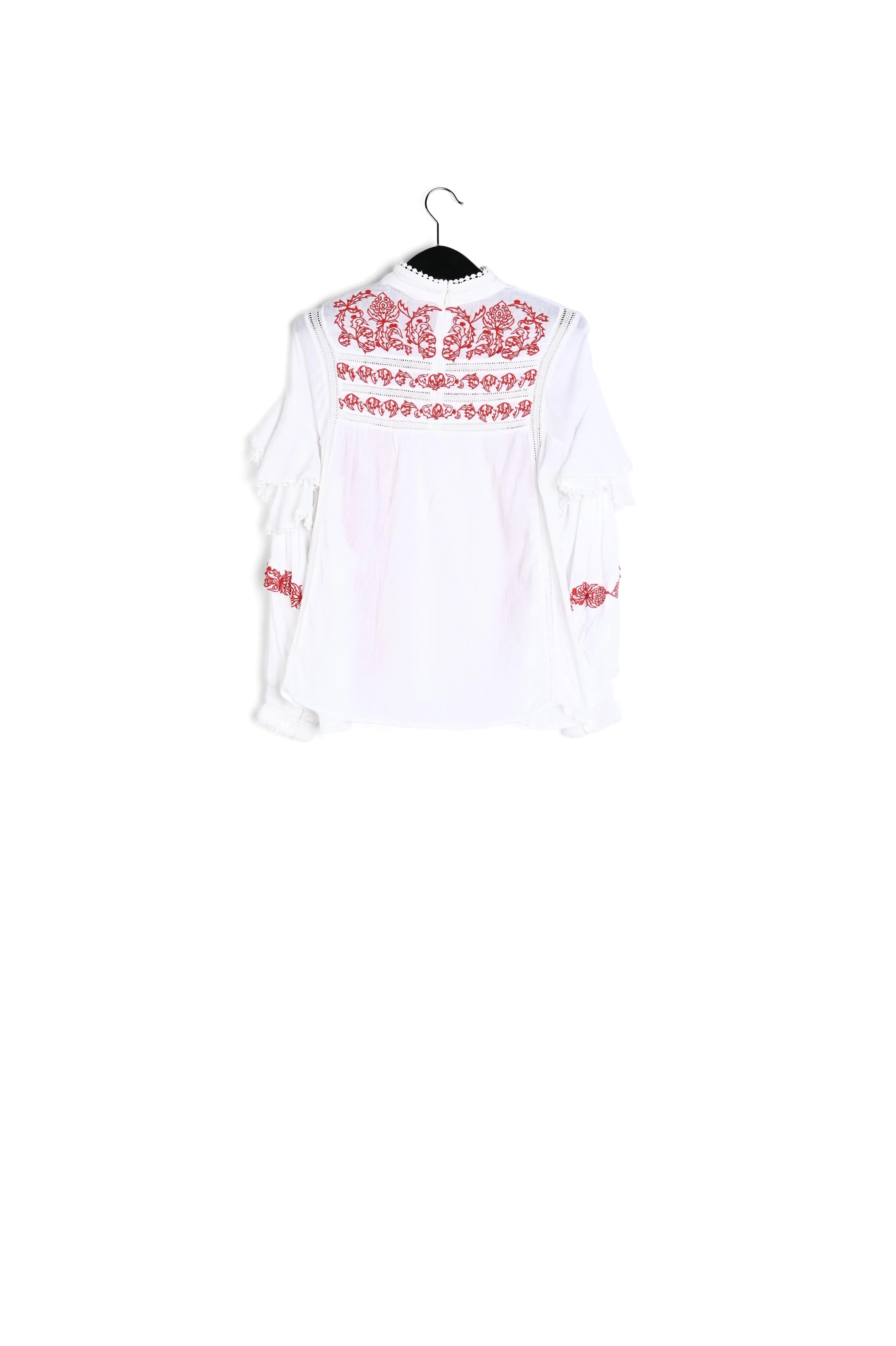 Off-white ruffled lace-trimmed top
