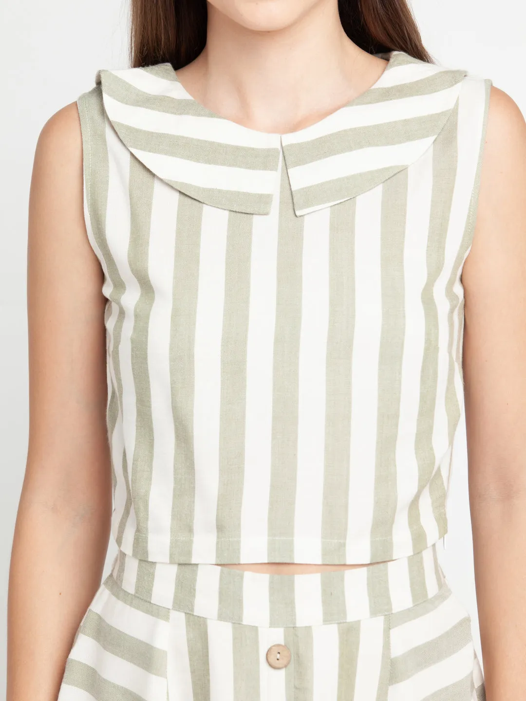 Off White Striped Top