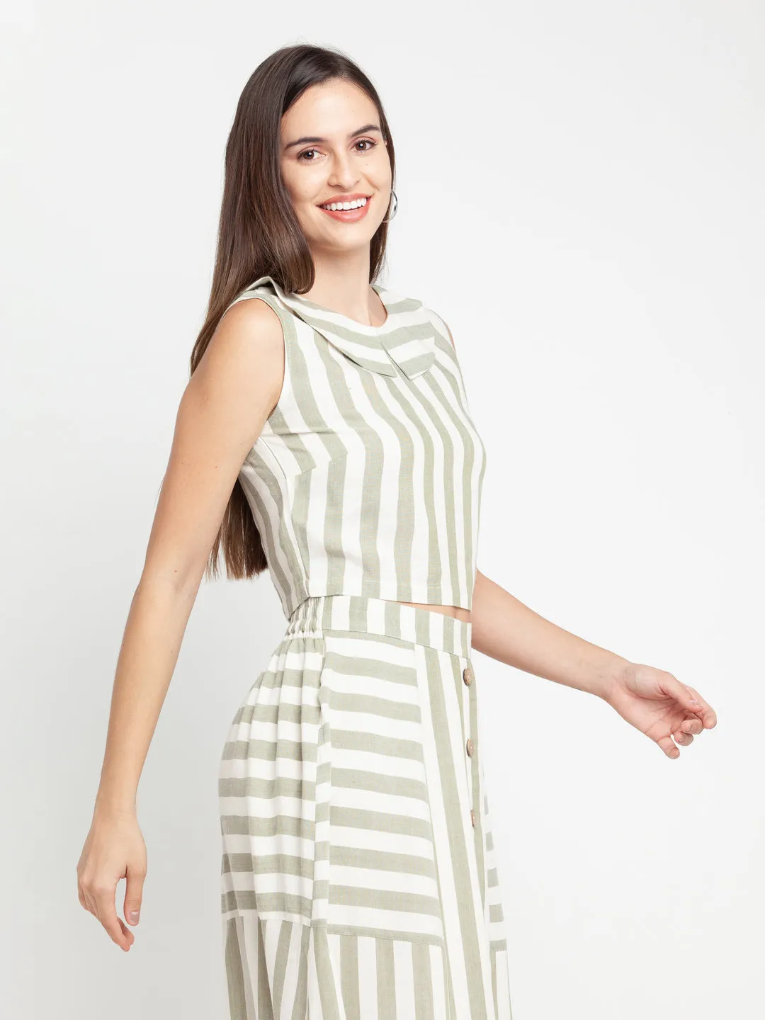 Off White Striped Top