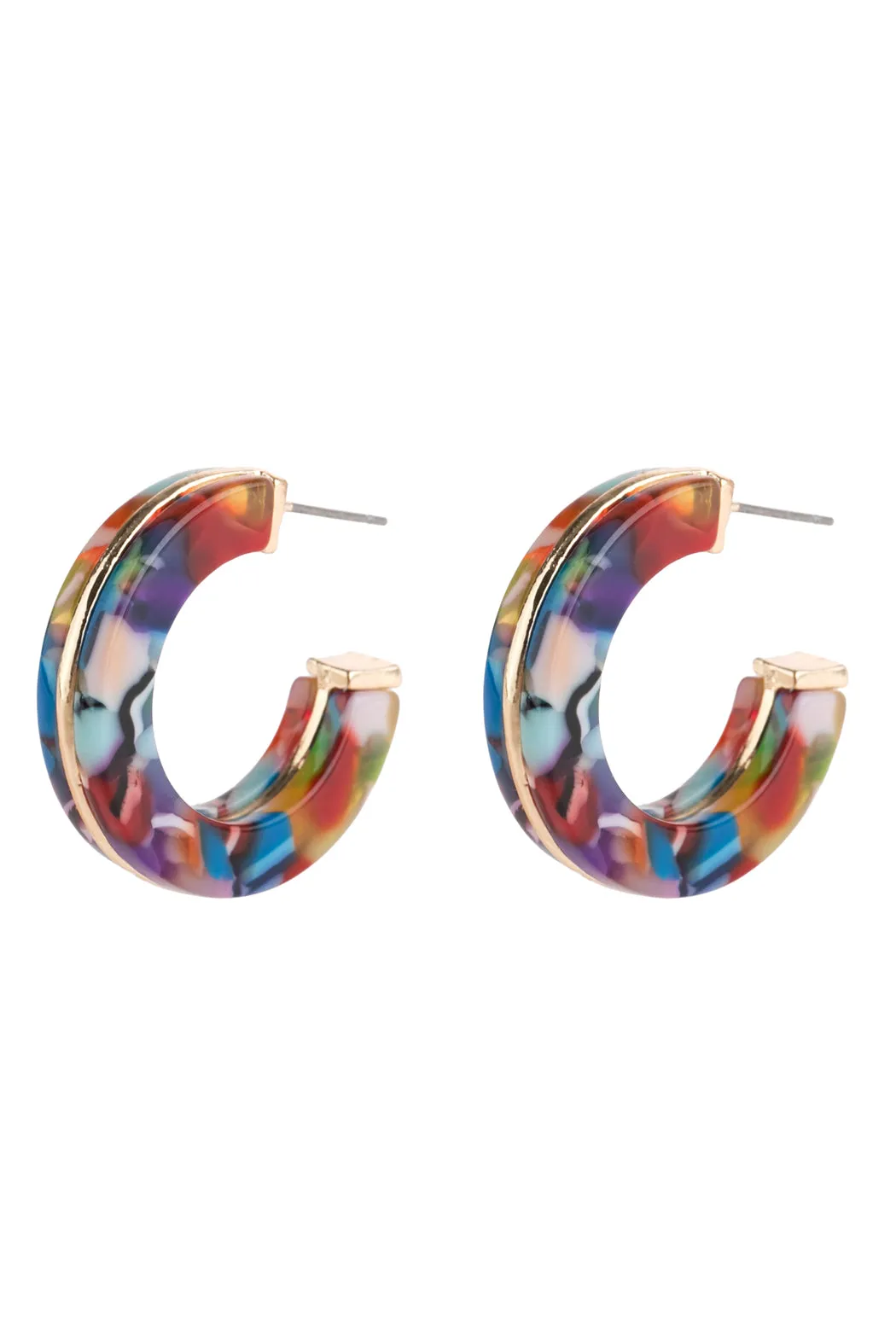 OPEN CIRCLE FACETED ACETATE EARRINGS
