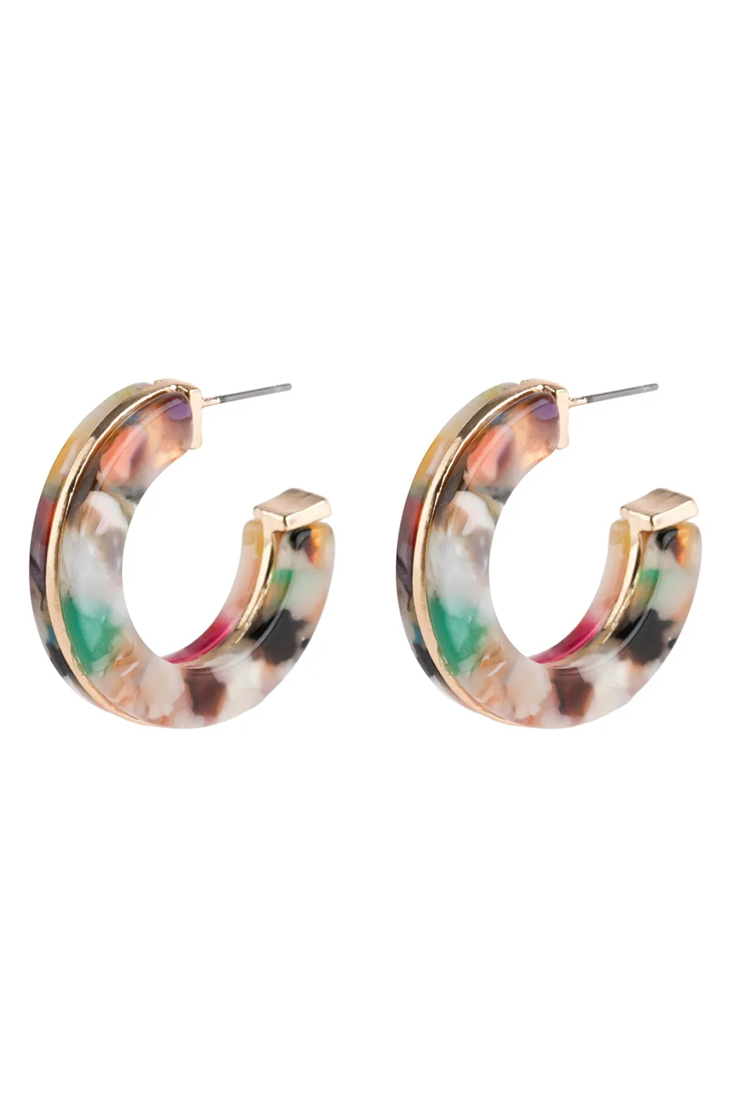 OPEN CIRCLE FACETED ACETATE EARRINGS