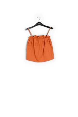 Orange cotton-poplin ruffled camisole