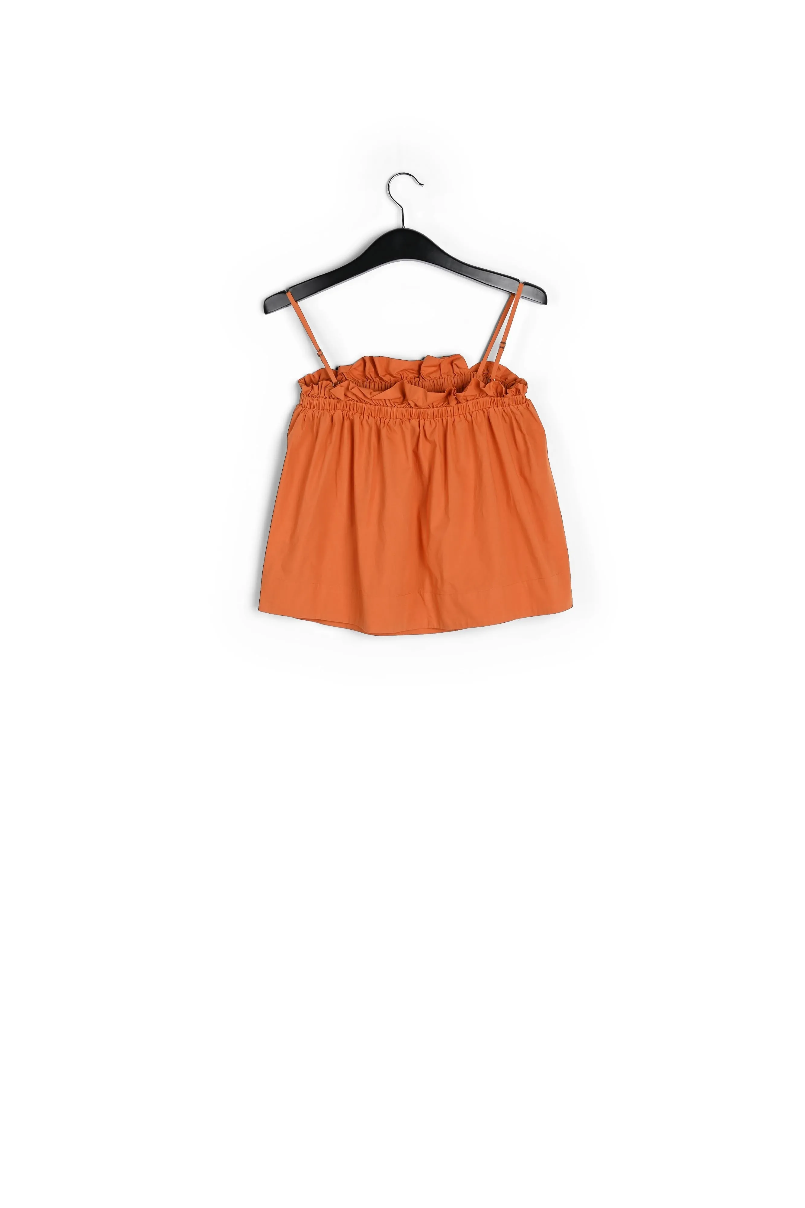 Orange cotton-poplin ruffled camisole
