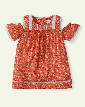 Orange Printed Floral Top