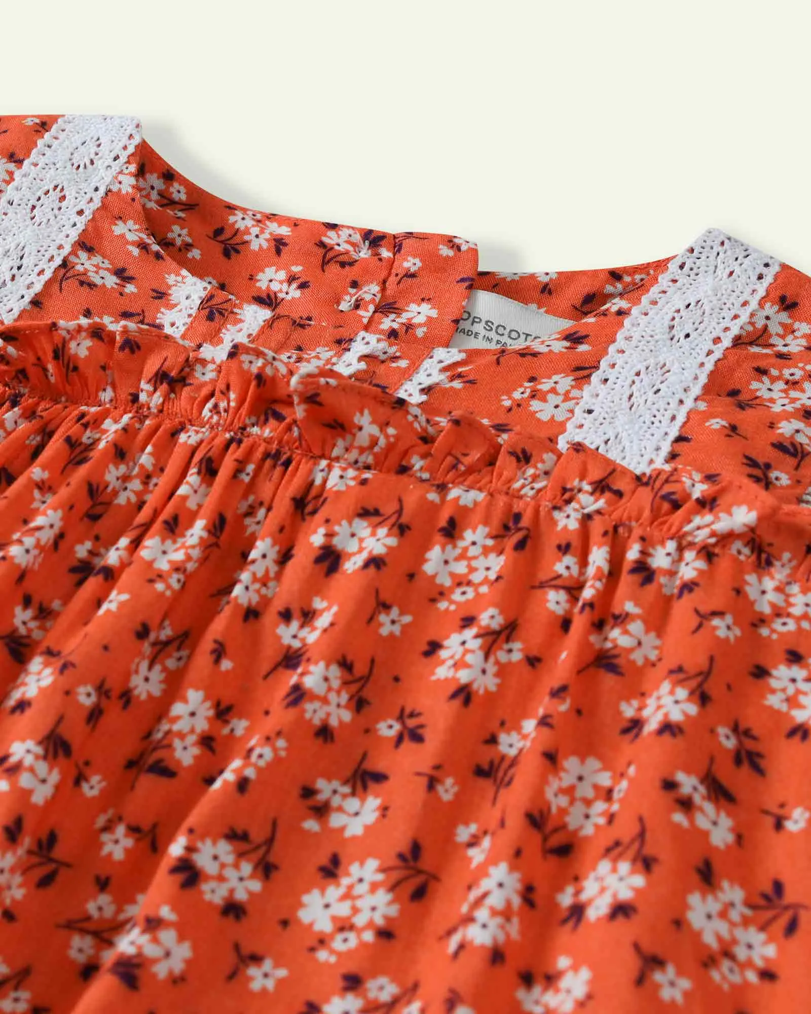 Orange Printed Floral Top