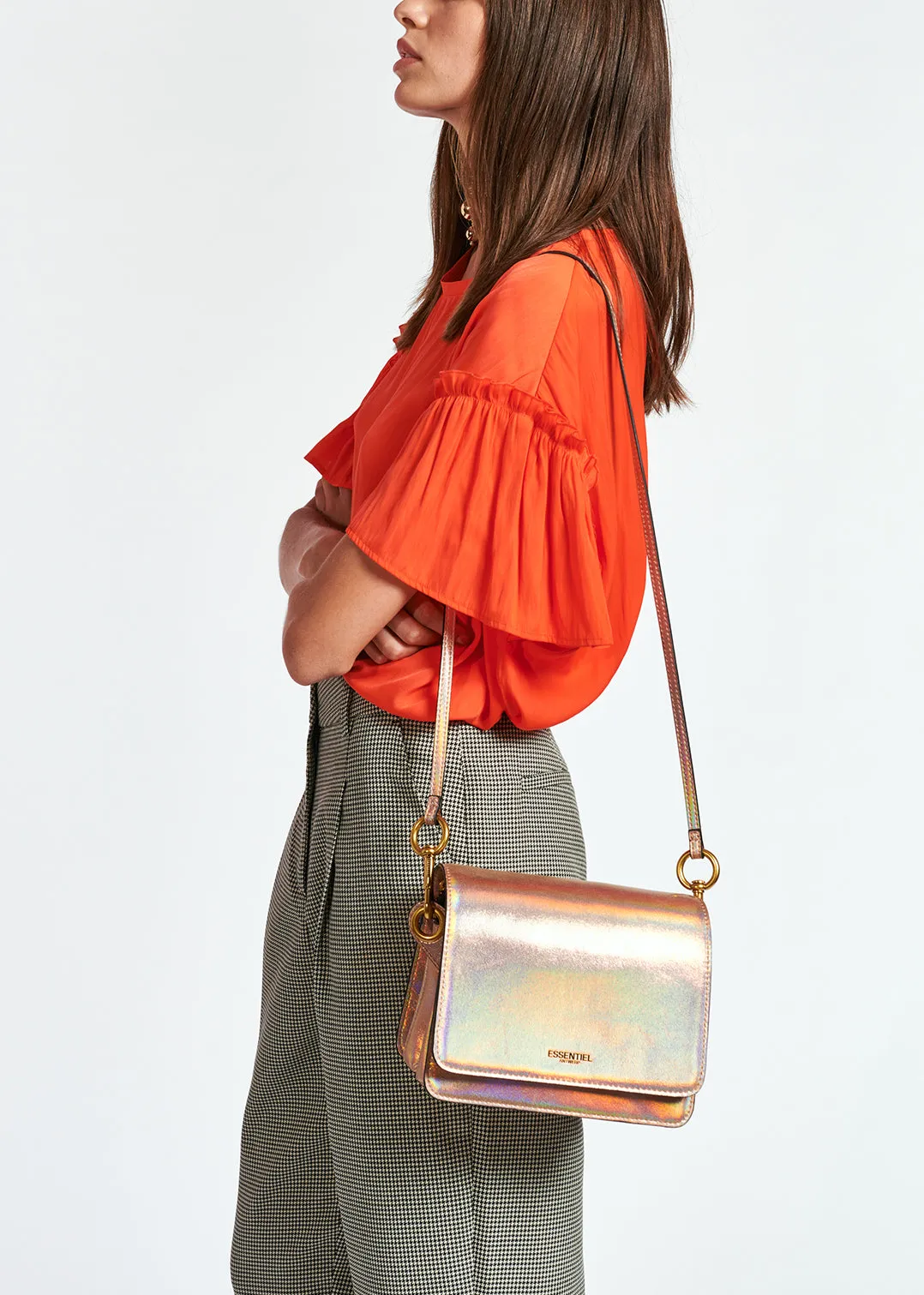 Orange ruffled short-sleeve top