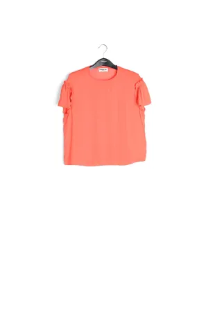 Orange ruffled short-sleeve top