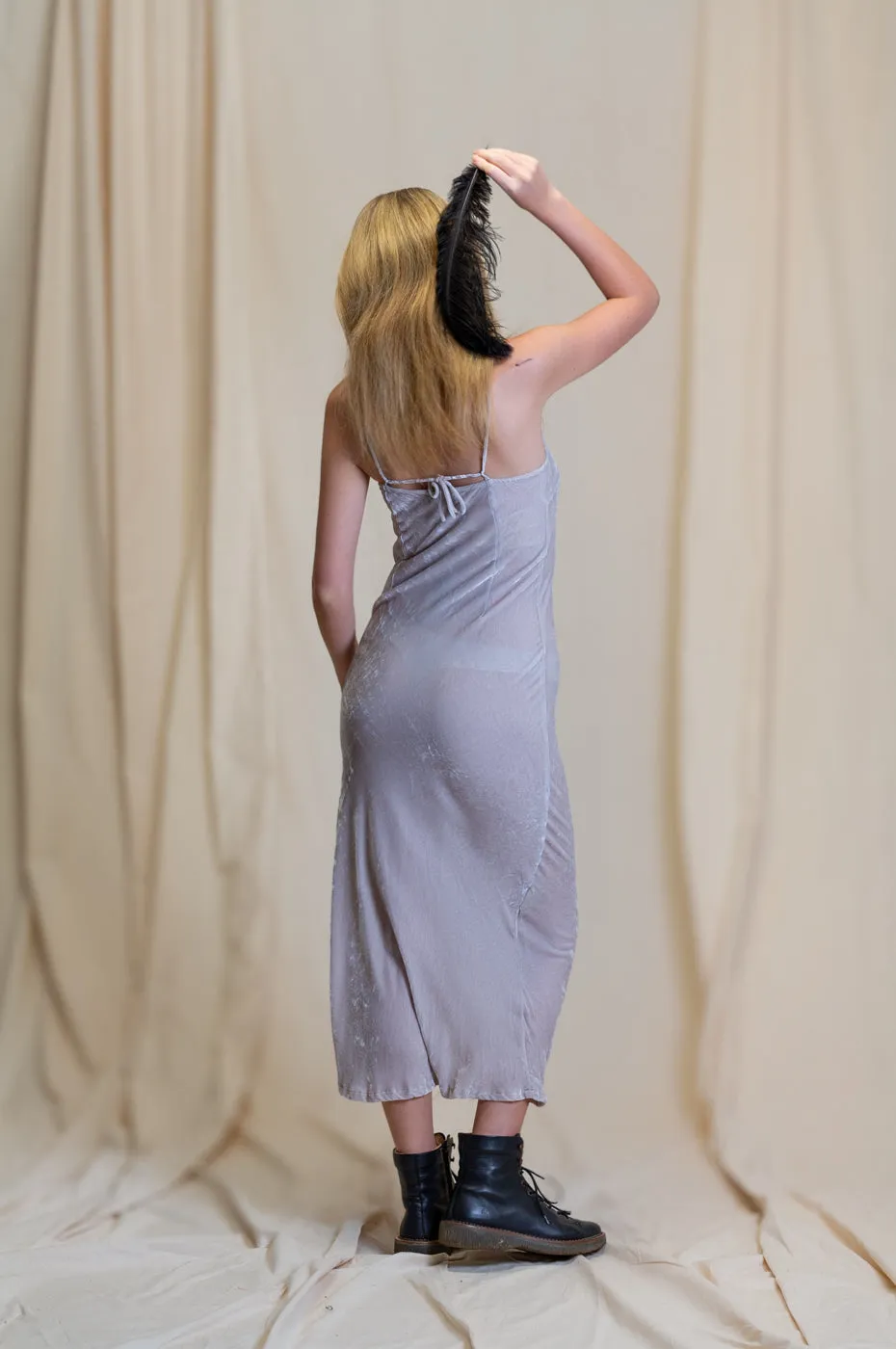 Otomo Velvet Silk Slip Maxi Stone