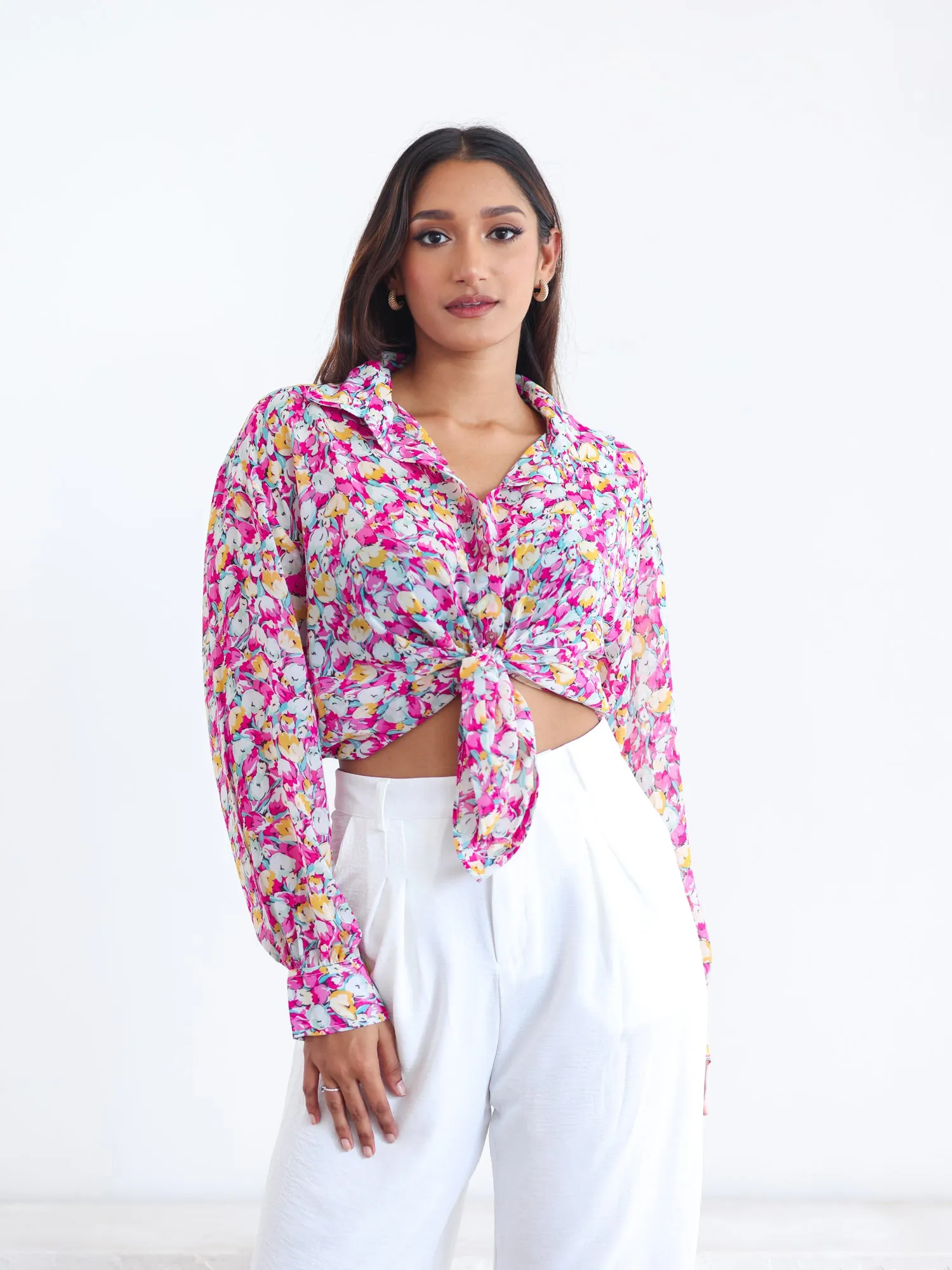 Oversized Printed Long Sleeve Shirt
