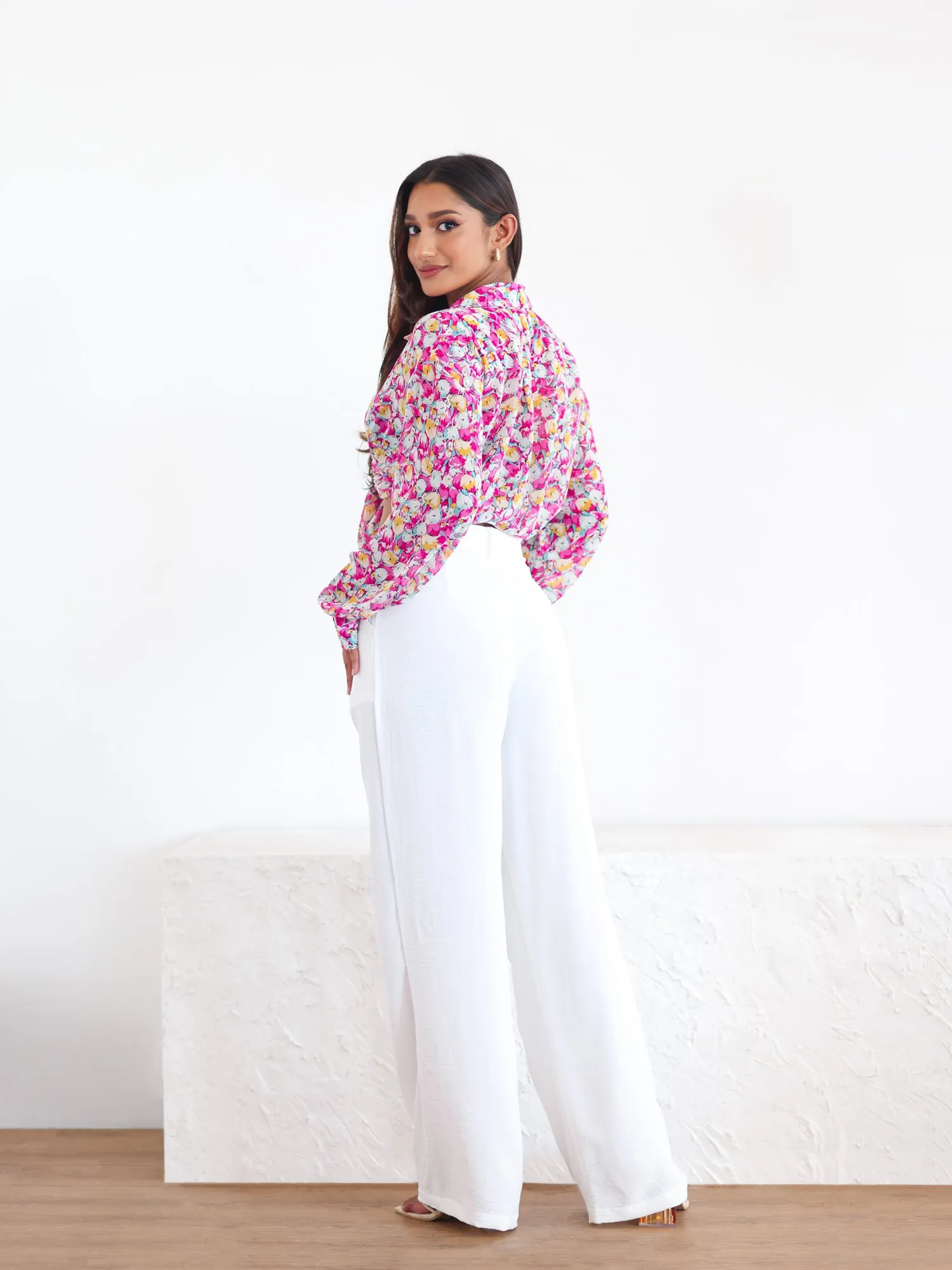 Oversized Printed Long Sleeve Shirt