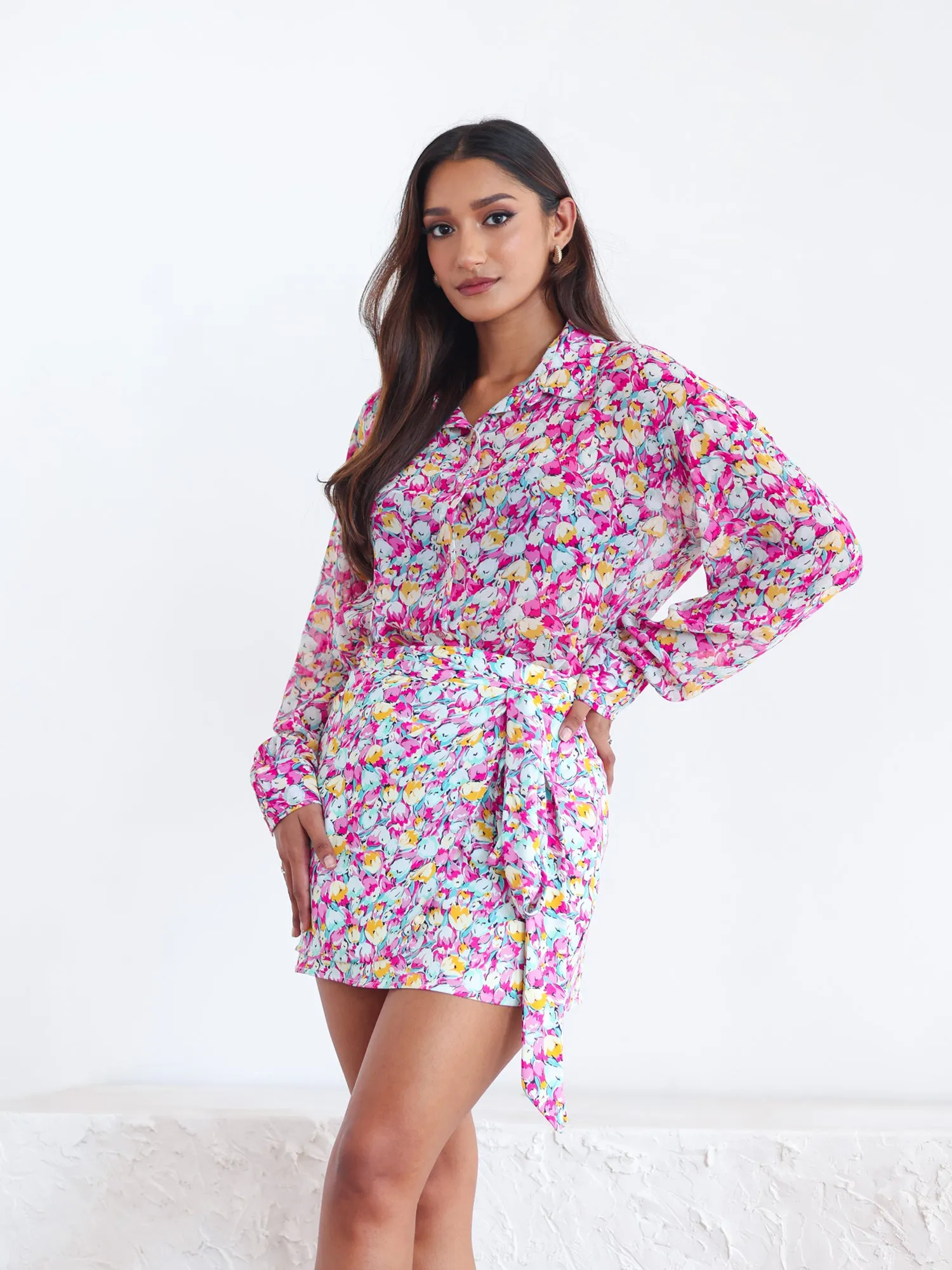 Oversized Printed Long Sleeve Shirt