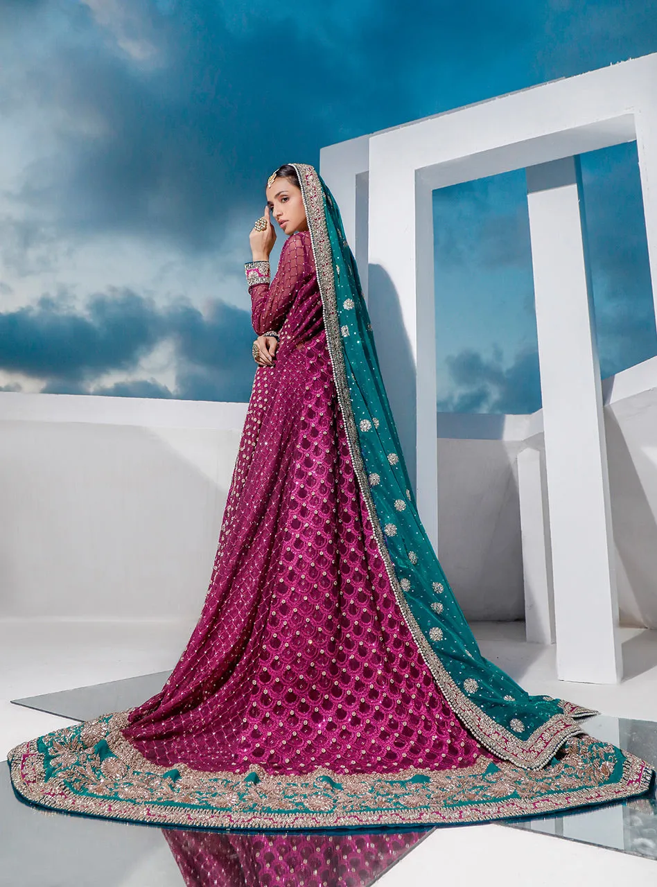 Pakistani Bridal Heavy Wear 2020 in Magenta Color #Y6058