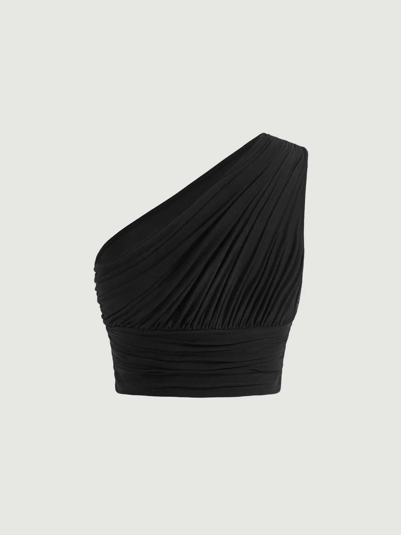 Parien One Shoulder Ruched Red Slim Fit Crop Top