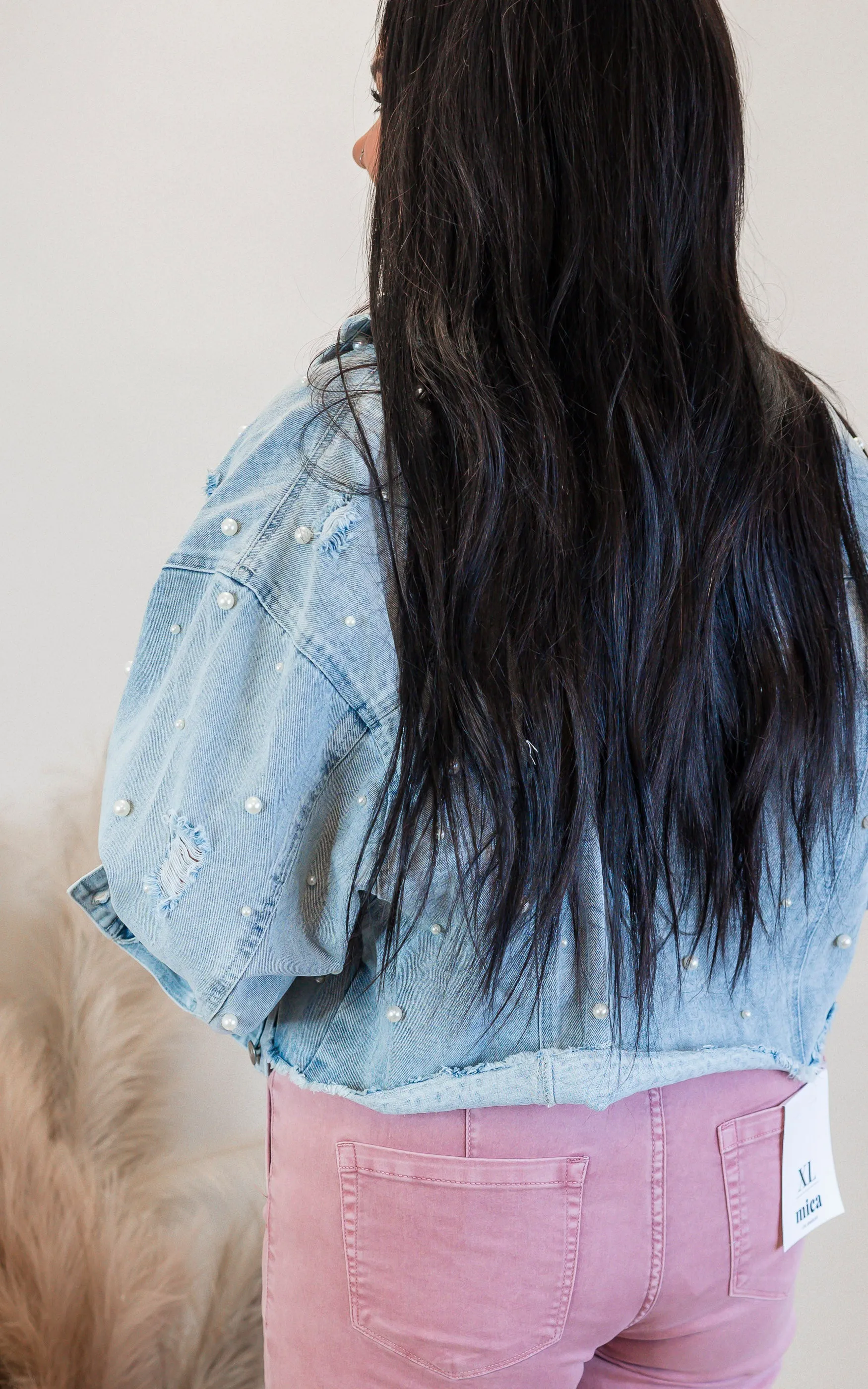Pearl Embellished Denim Jacket