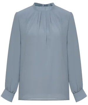 Pebble Ruffle Detail Long Sleeve Cropped Blouse
