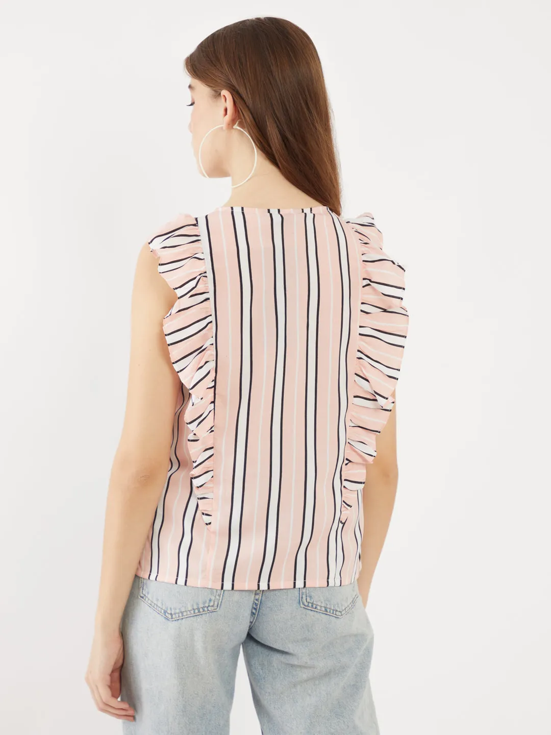 Pink Printed Ruffled Top