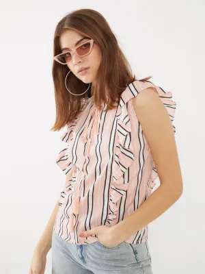 Pink Printed Ruffled Top