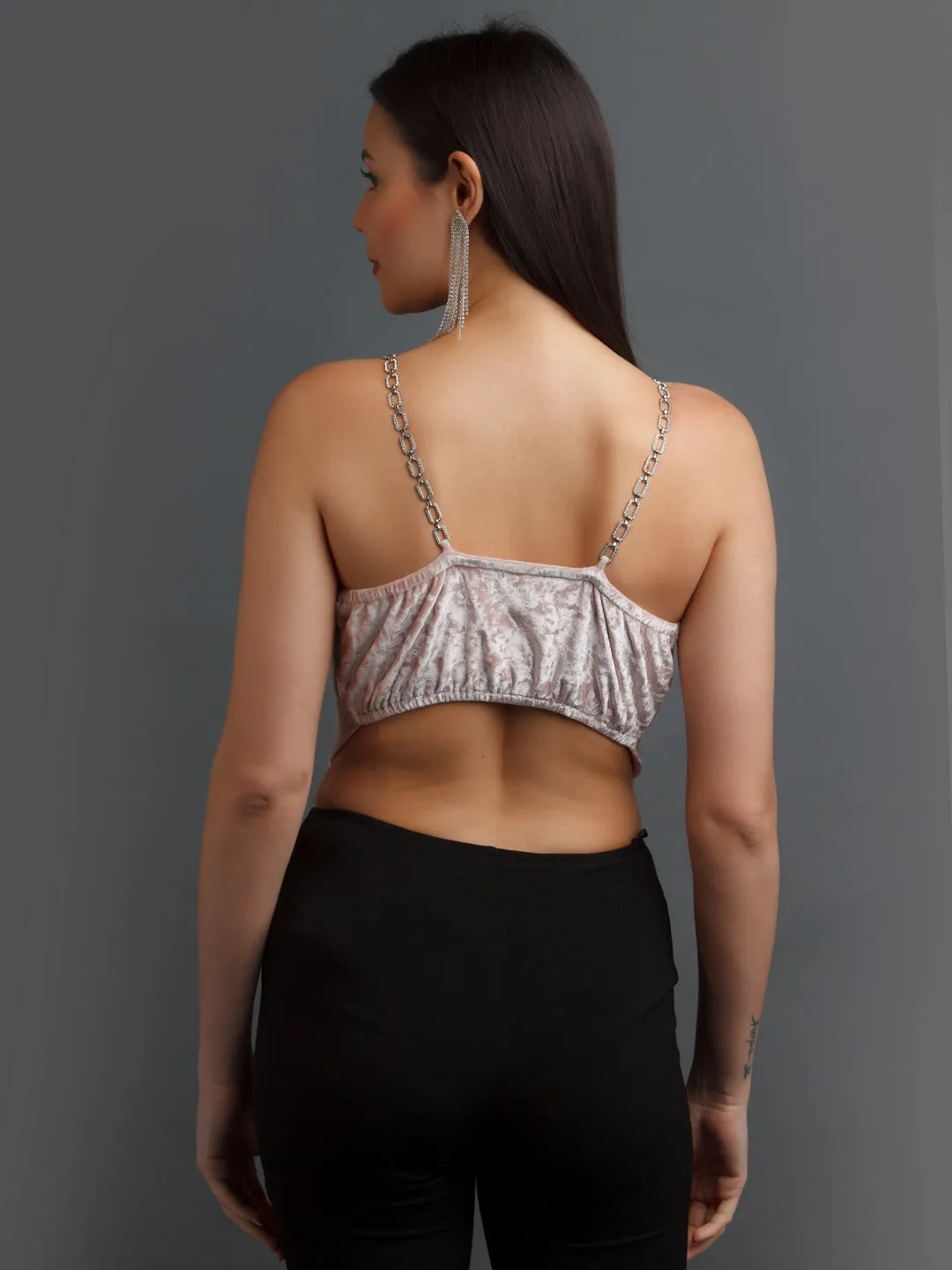 Pink Solid Strappy Top