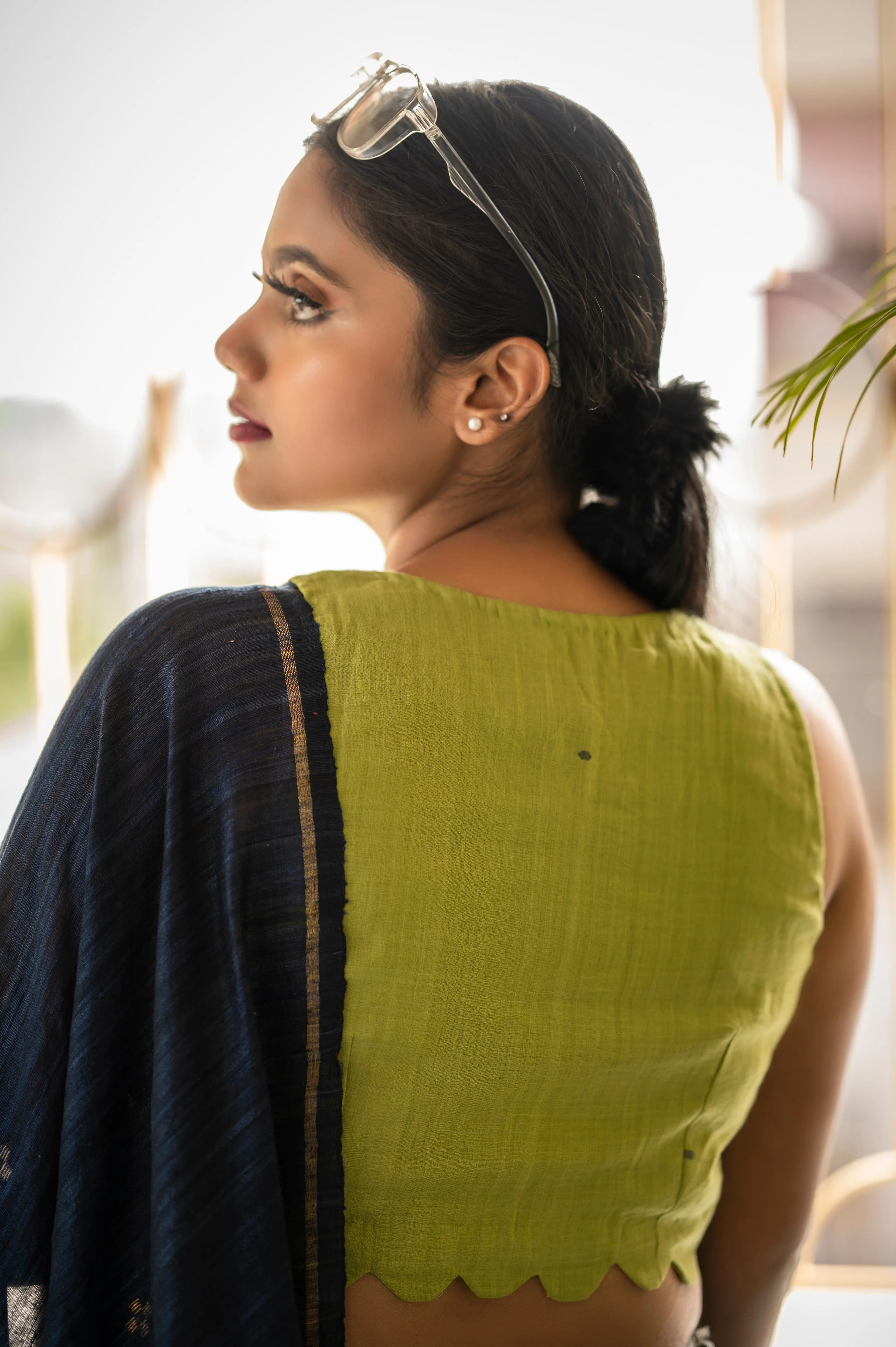 Pistachio- Handwoven Jamdani Blouse