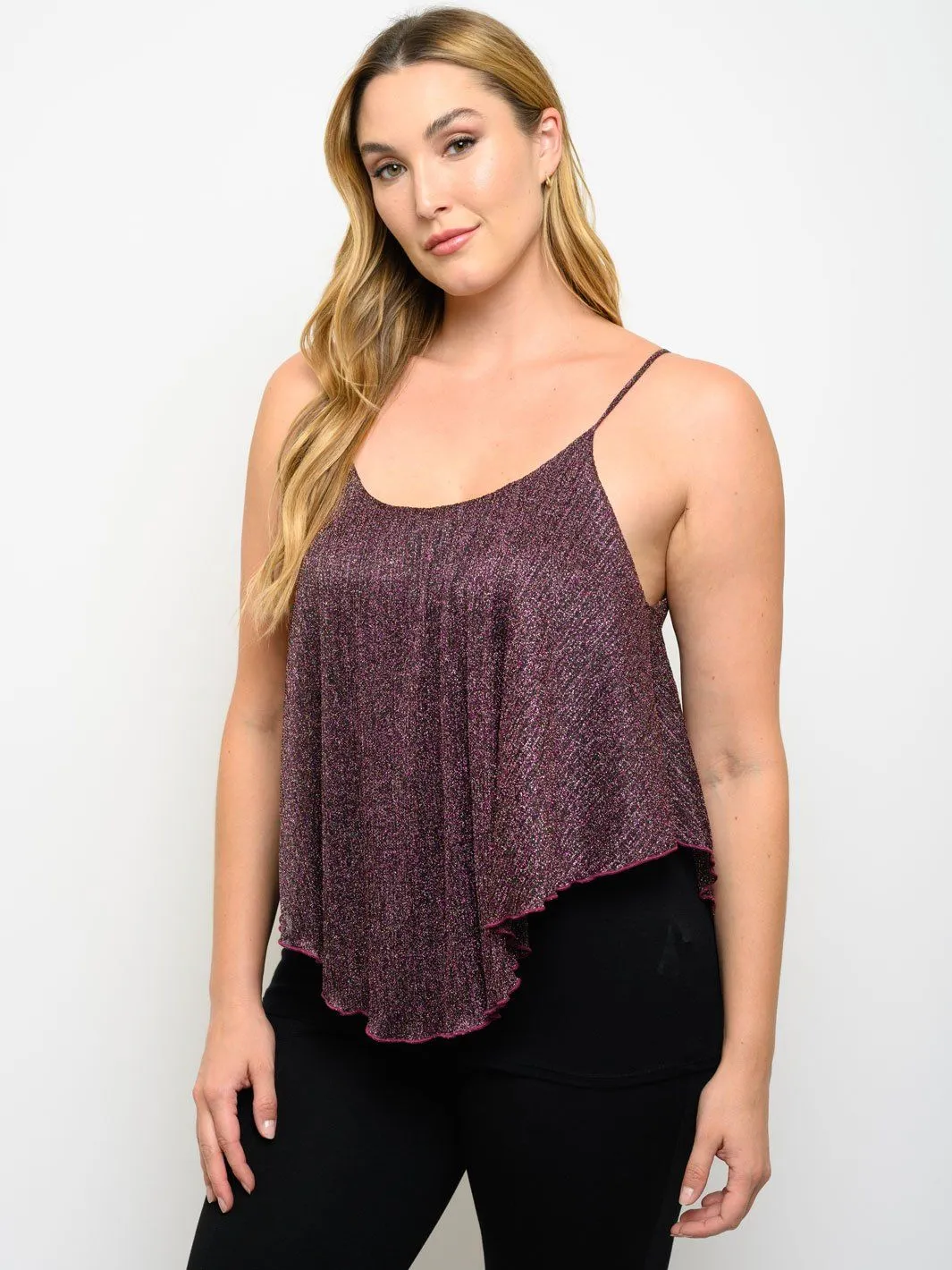 PLUS SIZE METALLIC SLEEVELESS TOP