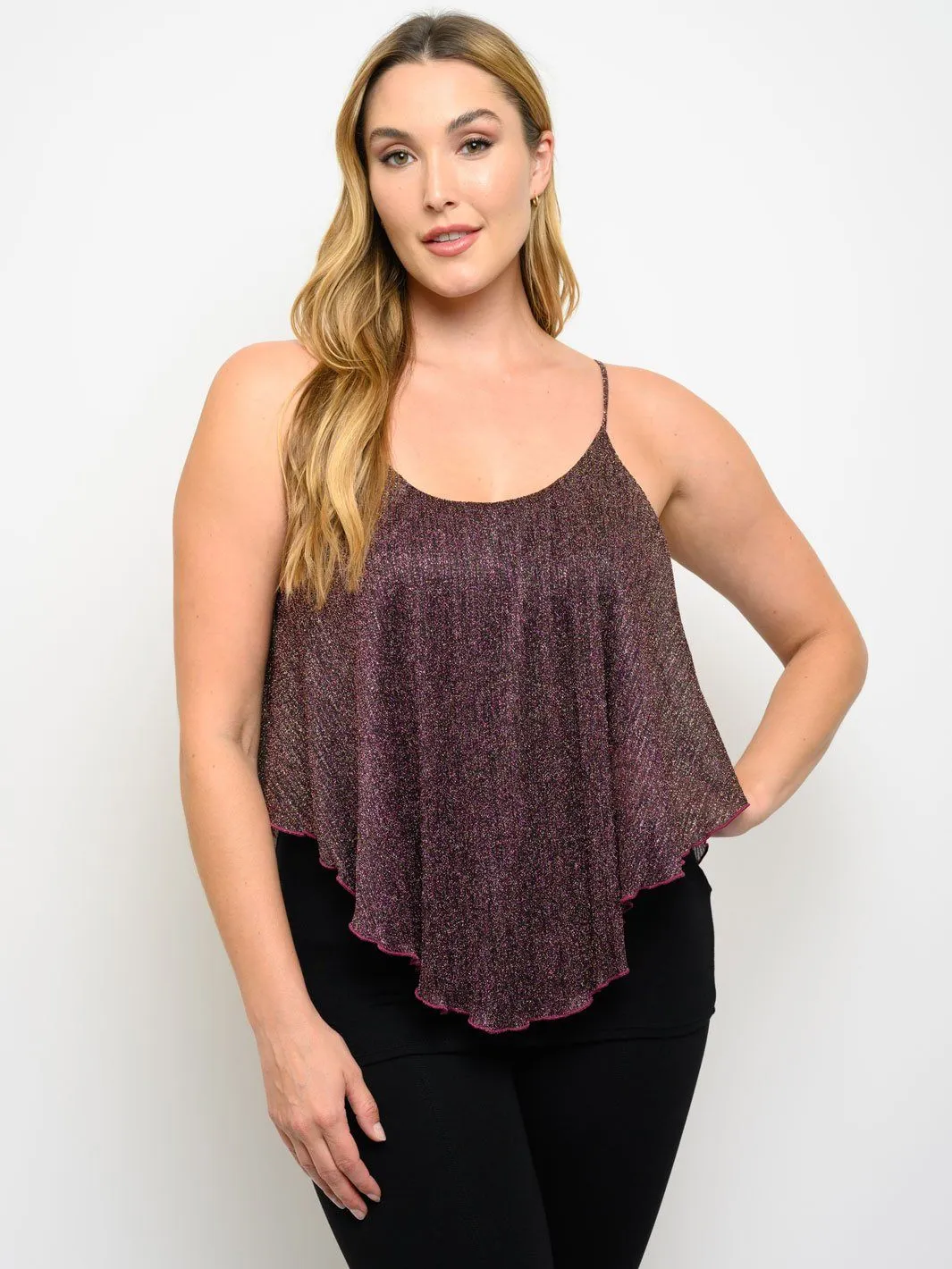 PLUS SIZE METALLIC SLEEVELESS TOP