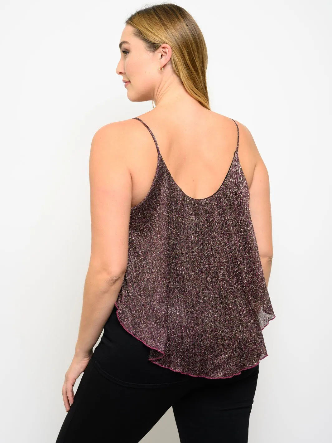 PLUS SIZE METALLIC SLEEVELESS TOP
