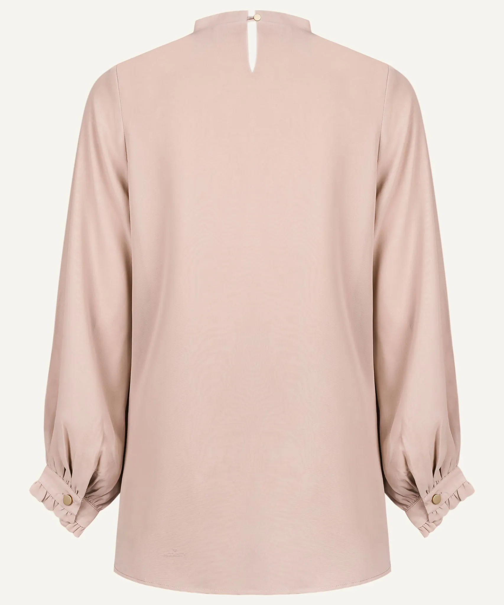 Powder Blush Ruffle Detail Long Sleeve Cropped Blouse