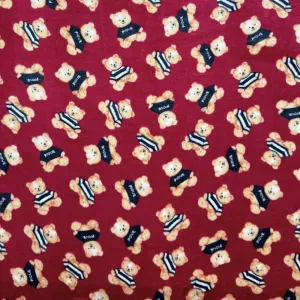 Printed Mongolian Fleece Teddies Maroon