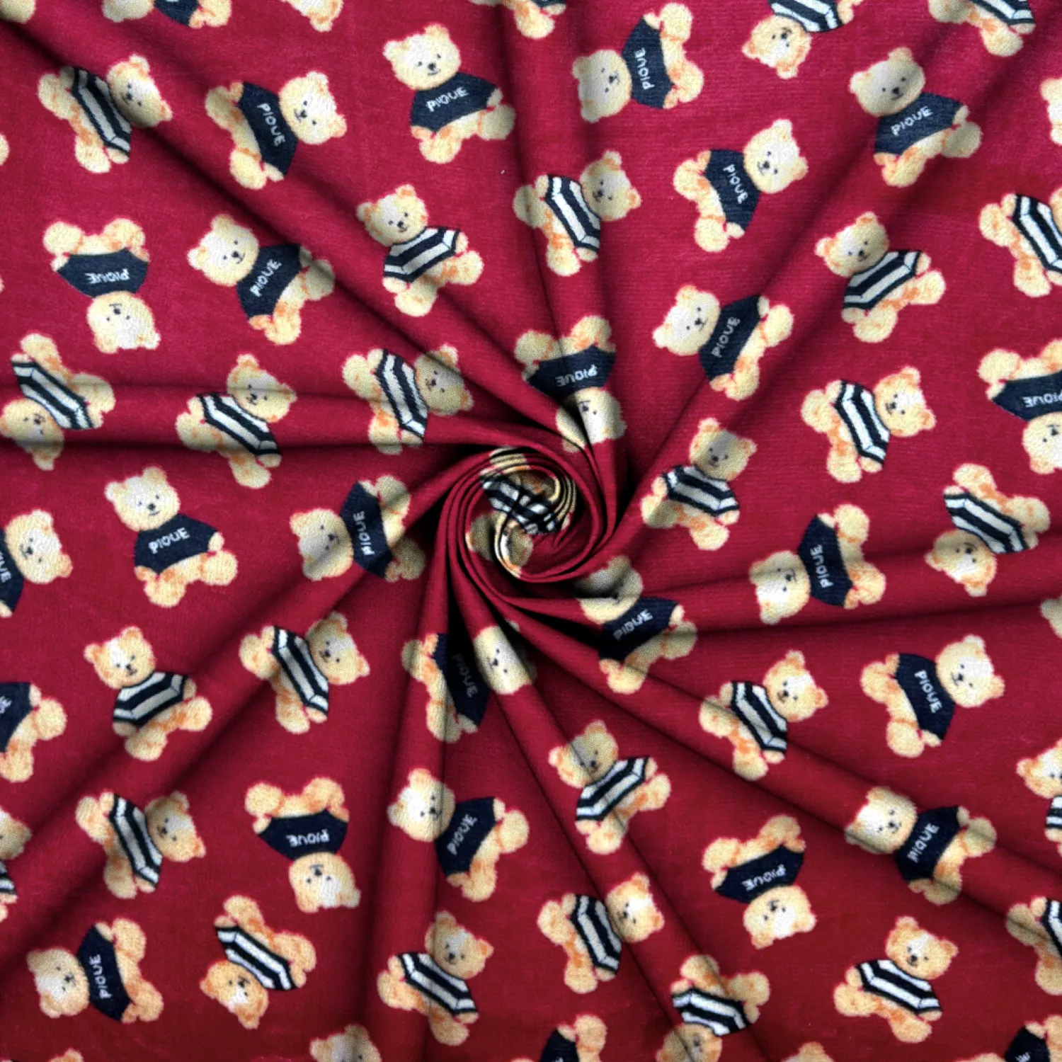 Printed Mongolian Fleece Teddies Maroon