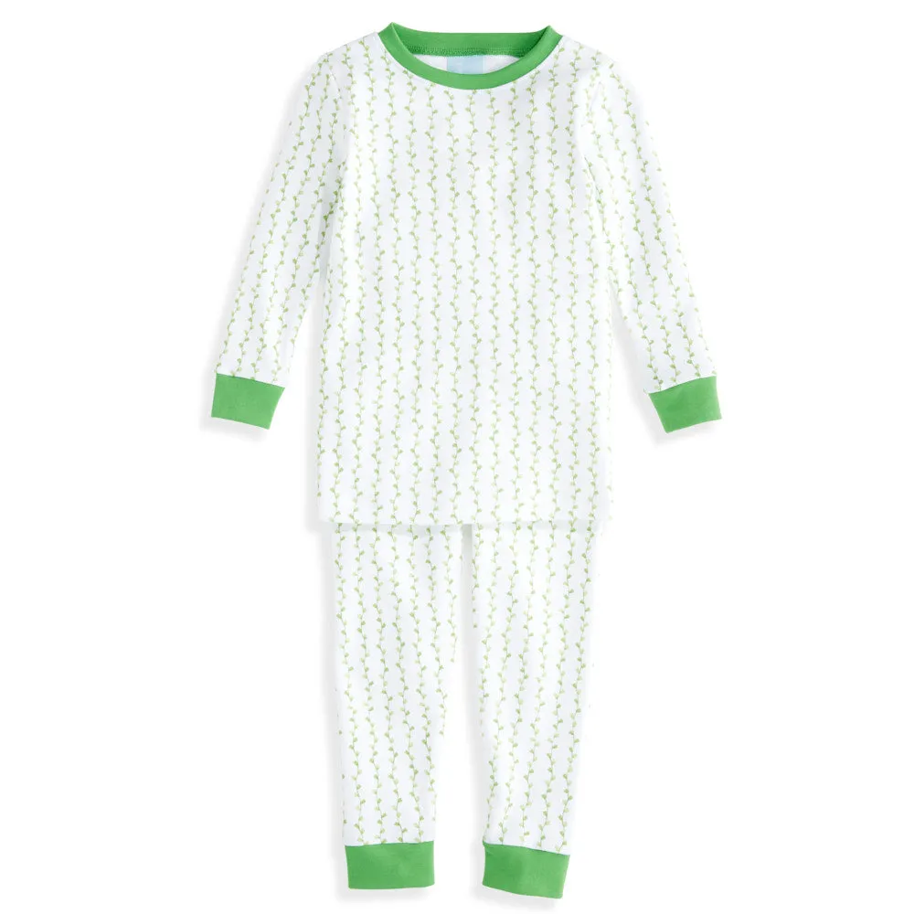 Printed Pima Jammies -- Green Heartstrings