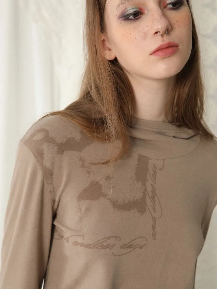 printed tie hooded top