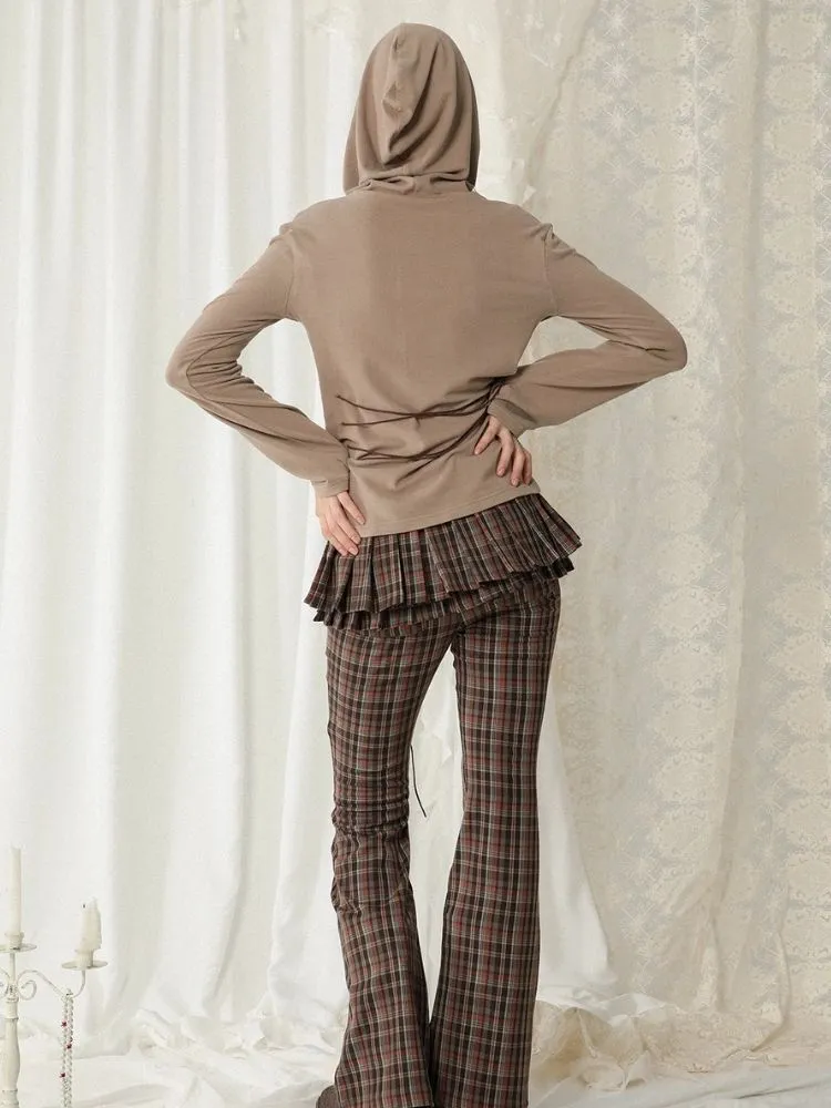 printed tie hooded top