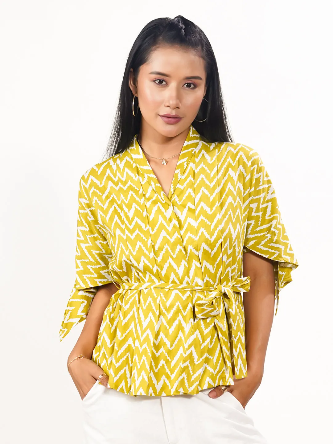 Printed V-Neck Top