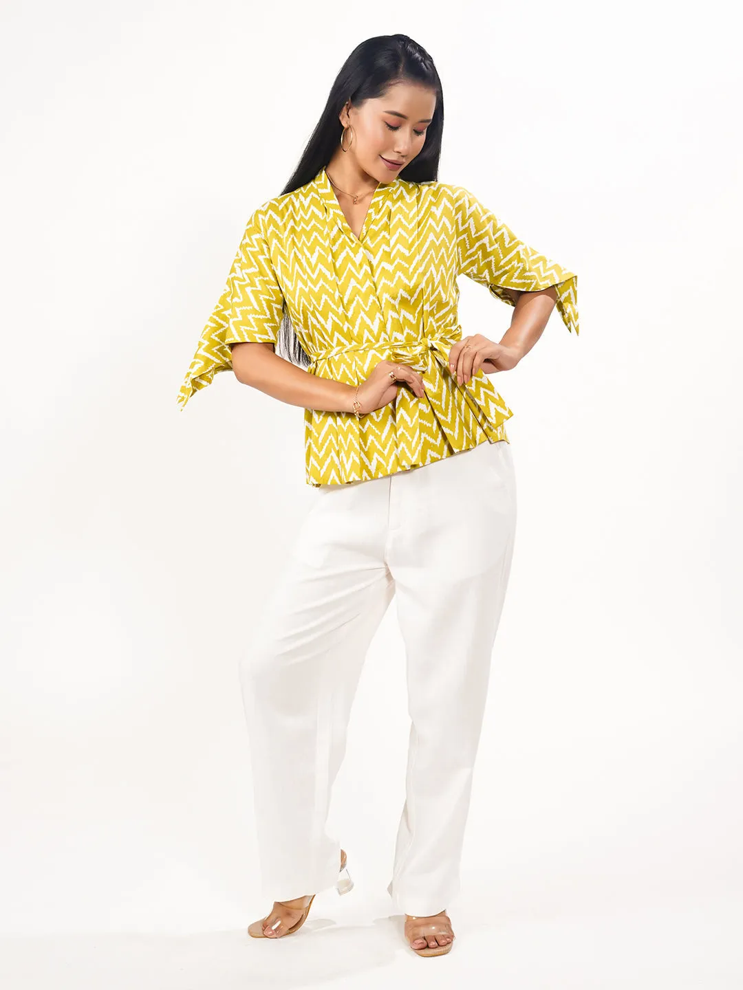 Printed V-Neck Top