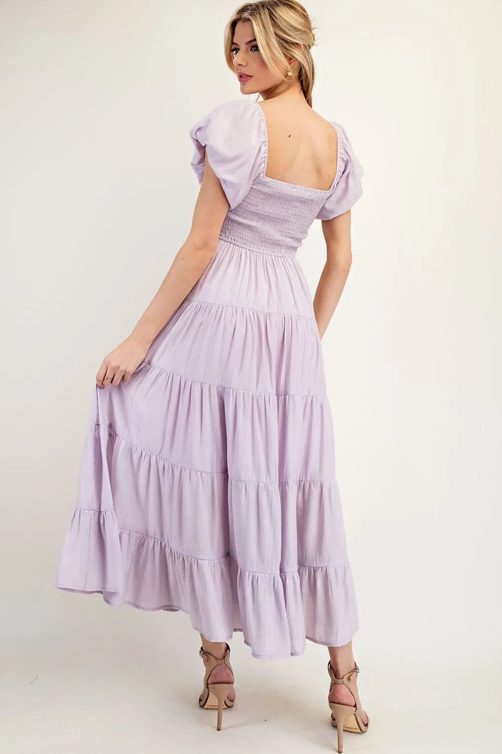 Puff Sleeve Tiered Maxi Dress