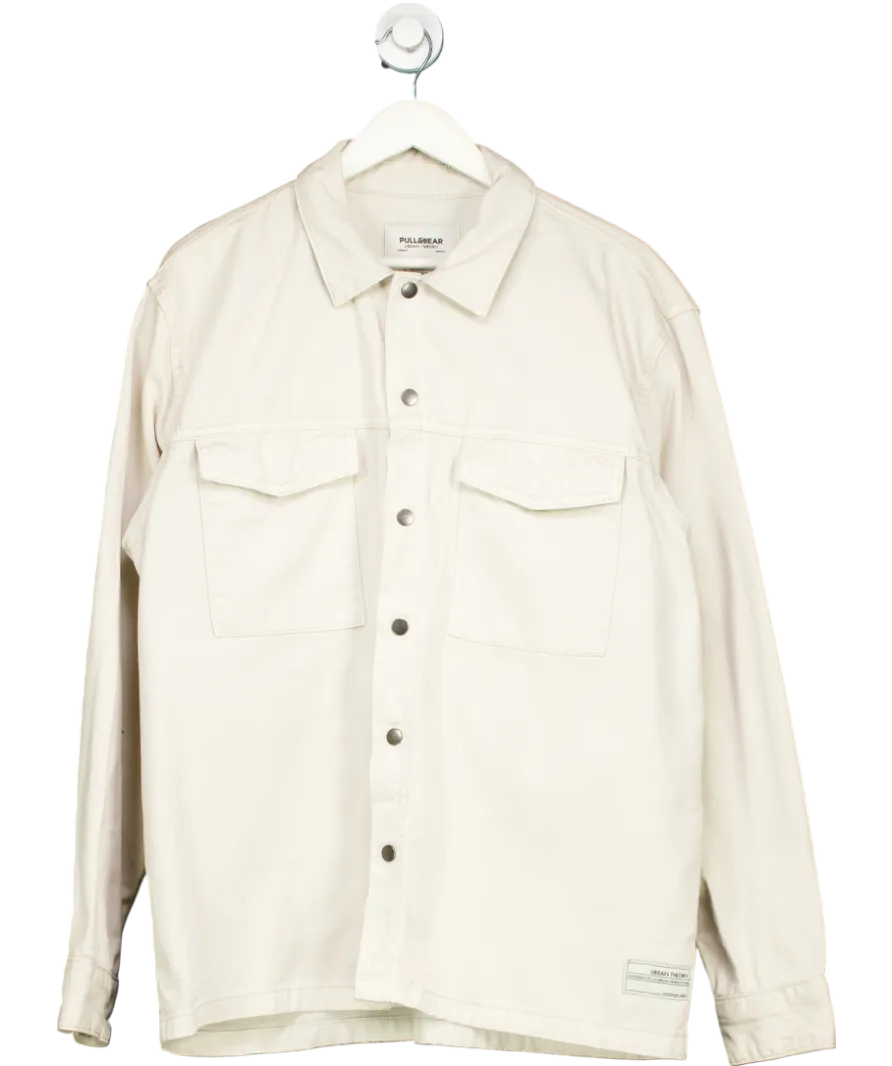 Pull&Bear Beige Collared Denim Jacket UK 12