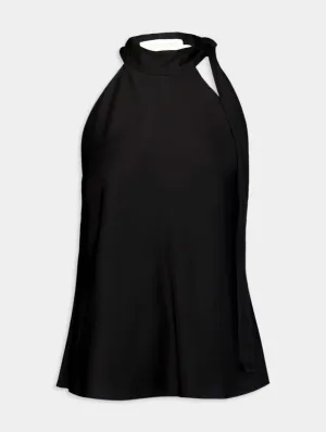 Pussy-Bow Sleeveless Blouse