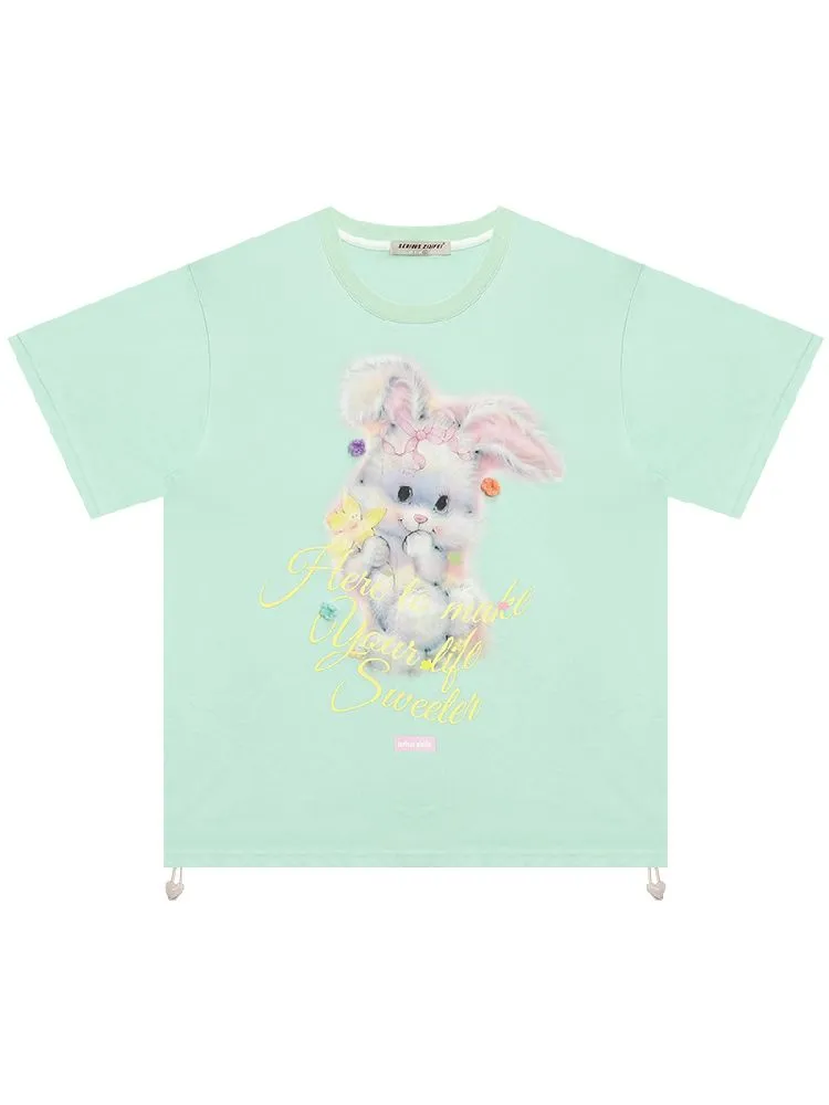 Rabbit Print Loose Tops【s0000012244】