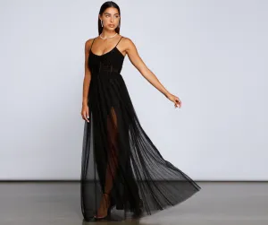 Rachel Rhinestone Stylish Mesh Formal Dress