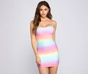 Rainbow Tie Dye Charming Mesh Mini Dress