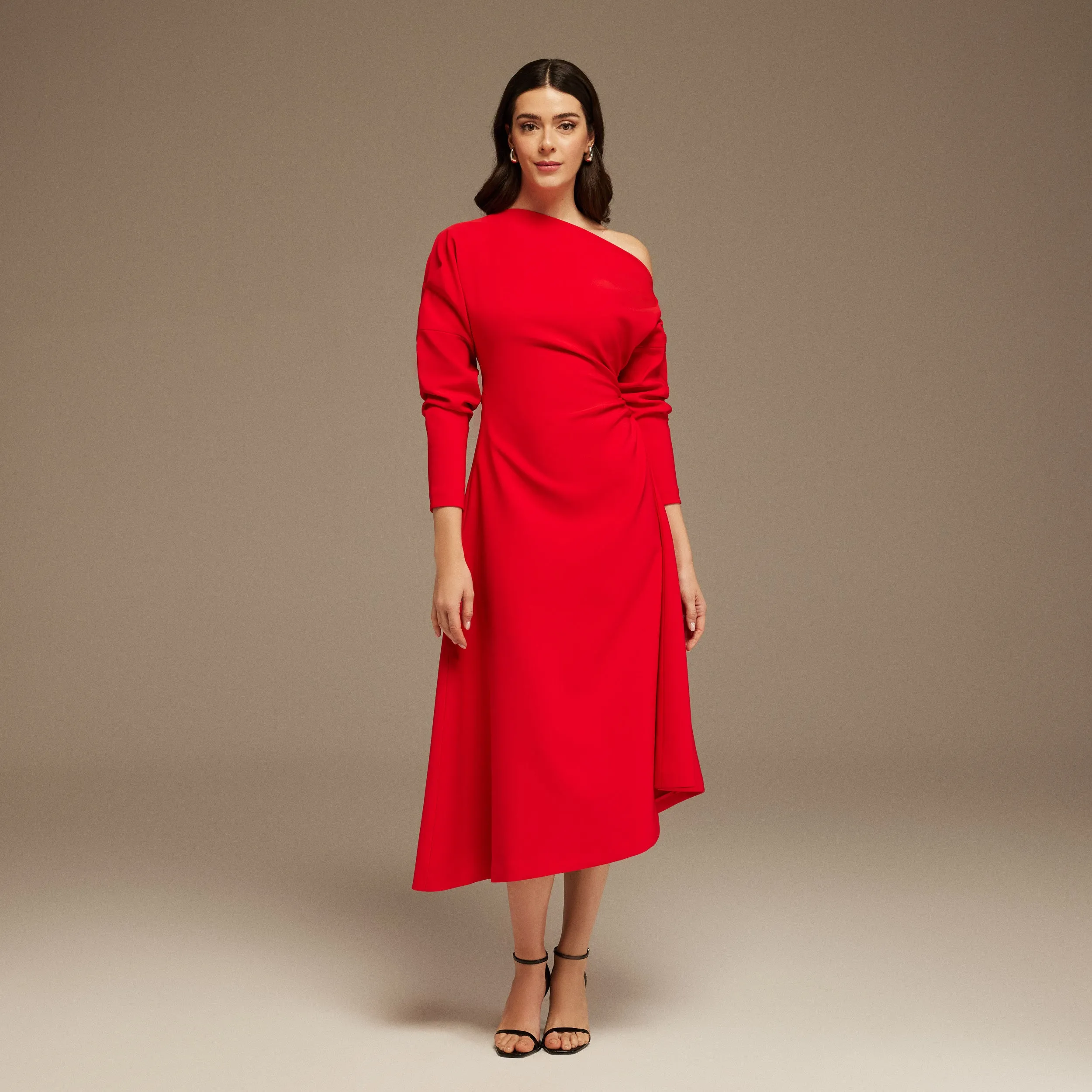 Red Asymmetrical One-Shoulder Maxi Dress