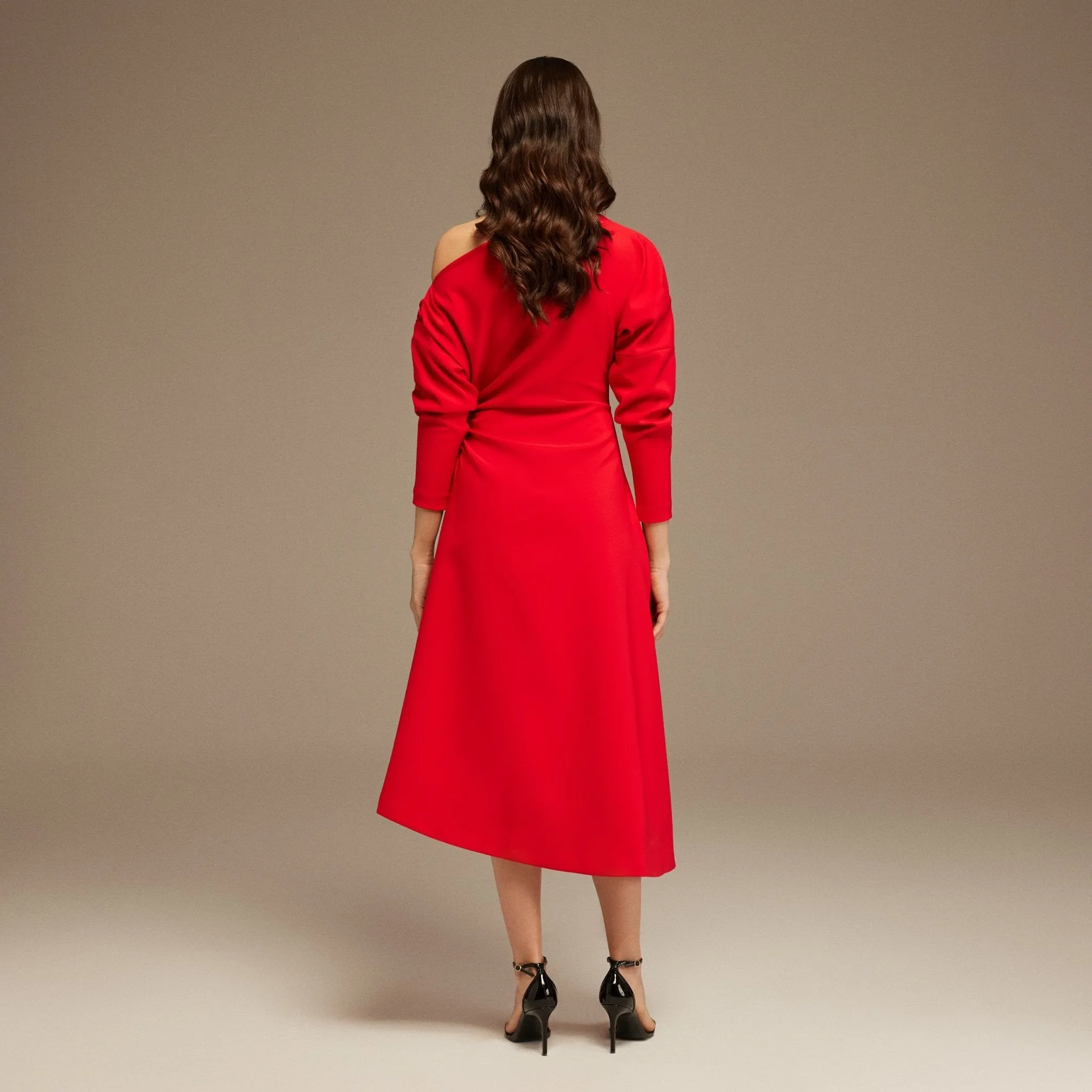Red Asymmetrical One-Shoulder Maxi Dress