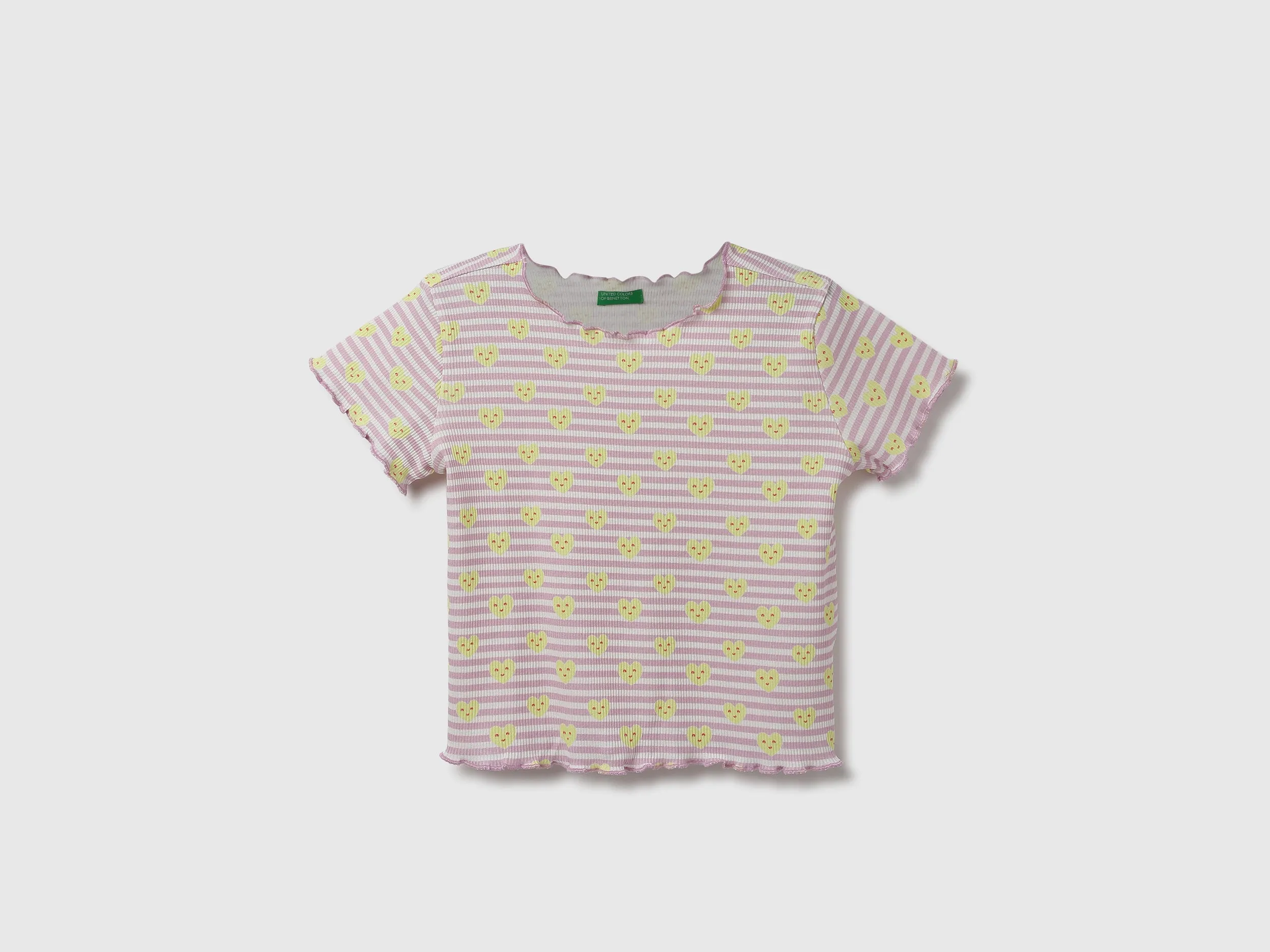 Regular Fit Round Neck Striped & Printed Top