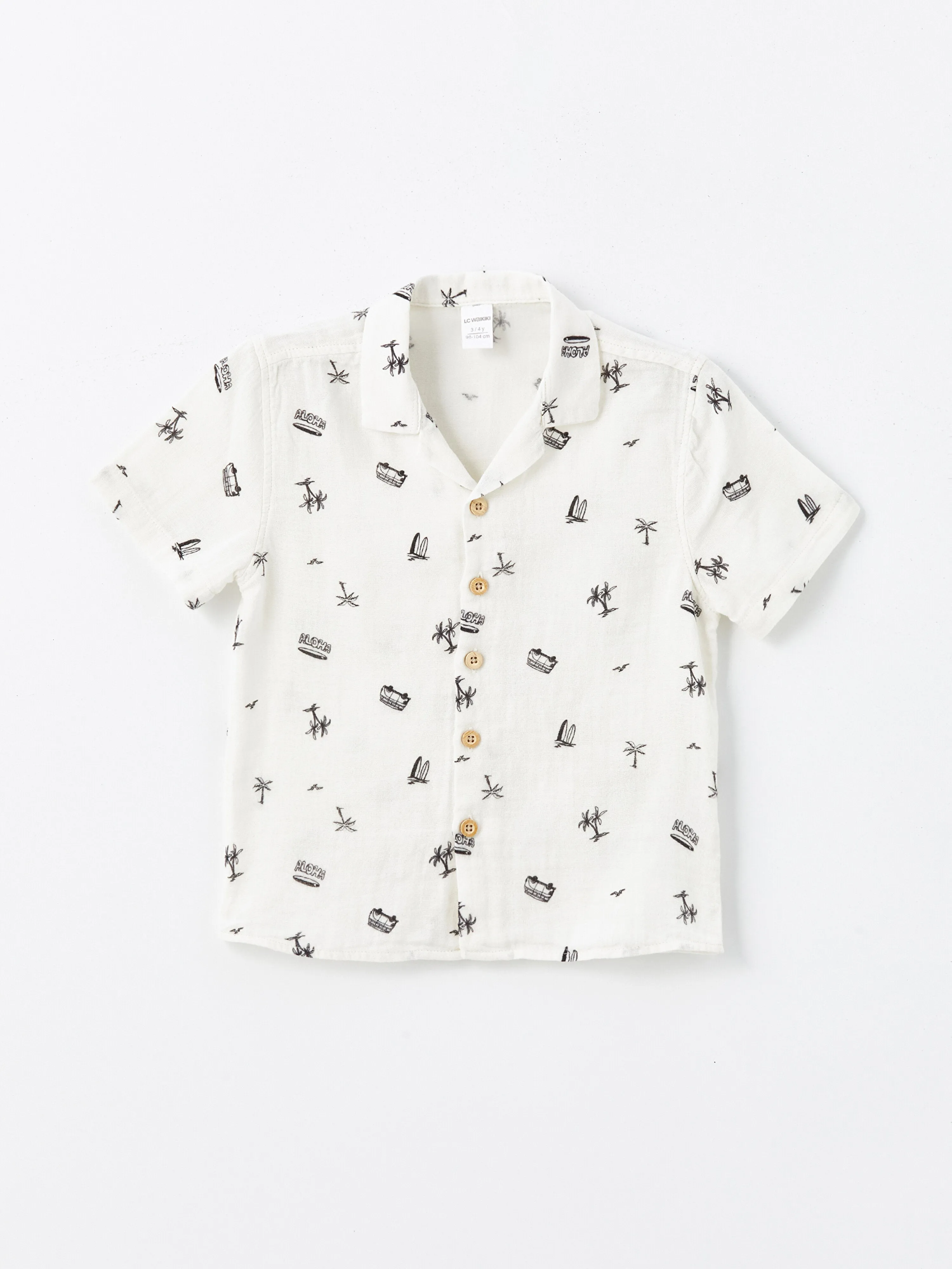 Resort Collar Short Sleeve Baby Boy Printed Shirt