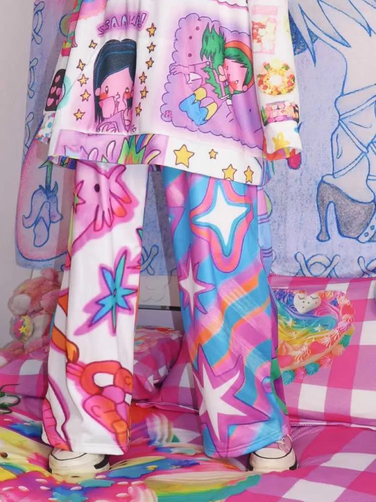 Retro-futuristic Printed Hoodie